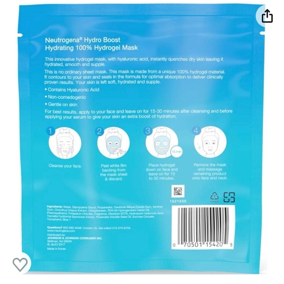 2 Neutrogena Hydro Boost 100% Hydrogel Mask - Picture 3 of 3